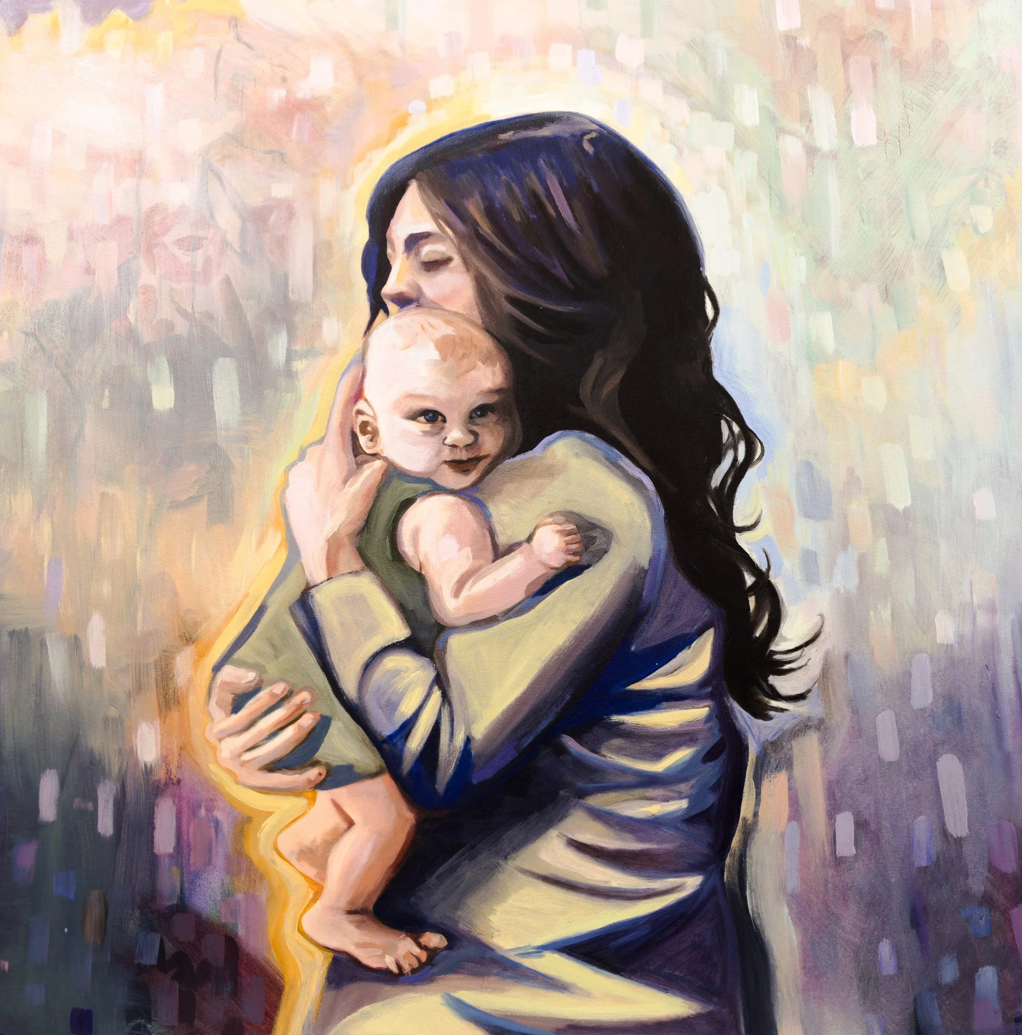 2026 Commission for North Carolina OBGYN office. 
"A Mother's Embrace"
36"x36", oil on canvas.