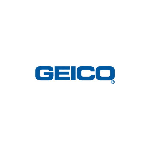 GEICO logo with blue text on a white background.