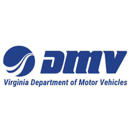 Virginia Department of Motor Vehicles logo with a blue circular emblem and blue text.