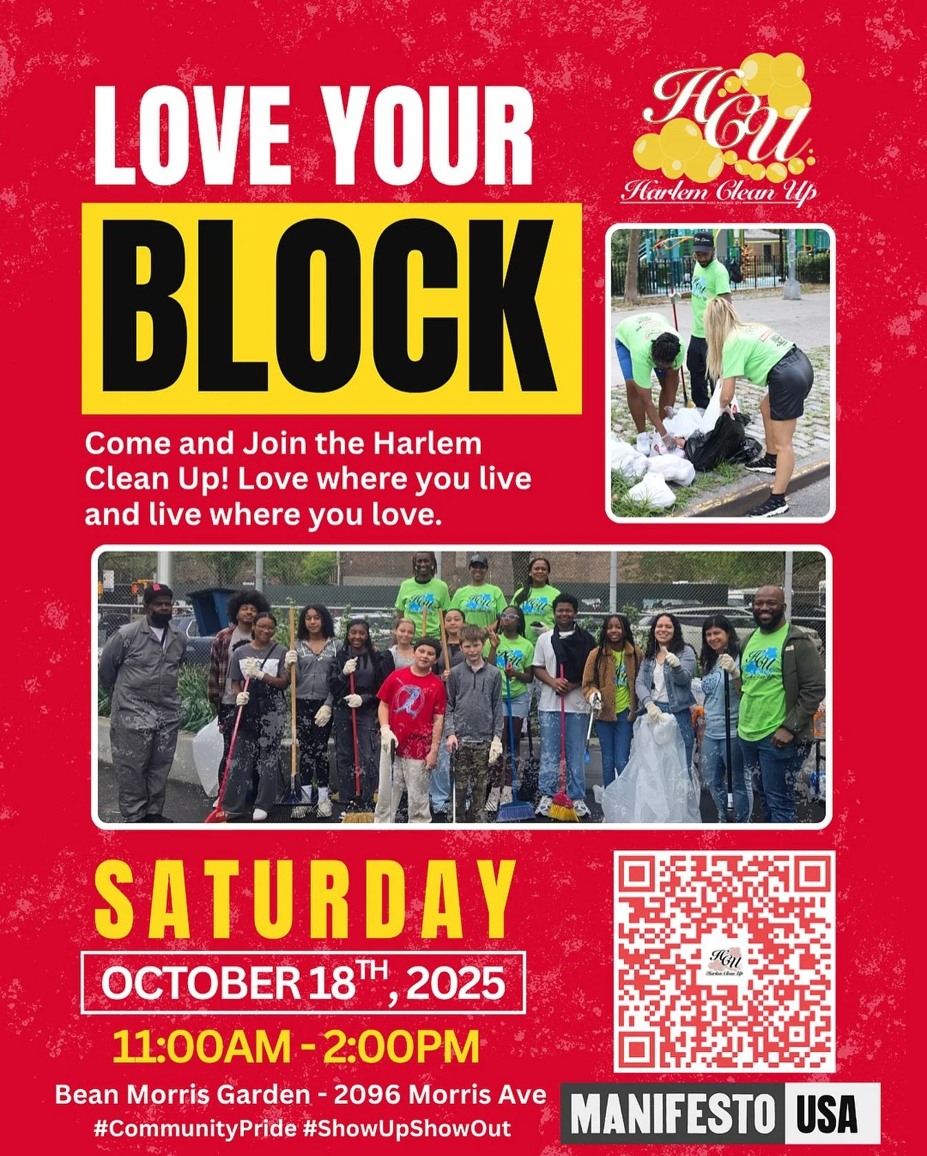 Come and join the Harlem Clean Up! Love where you live and live where you love! October 18th at 11am - 2pm!