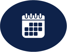 Icon of a calendar with six small tabs at the top