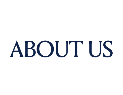 About Us header printed in dark blue text on a white background.