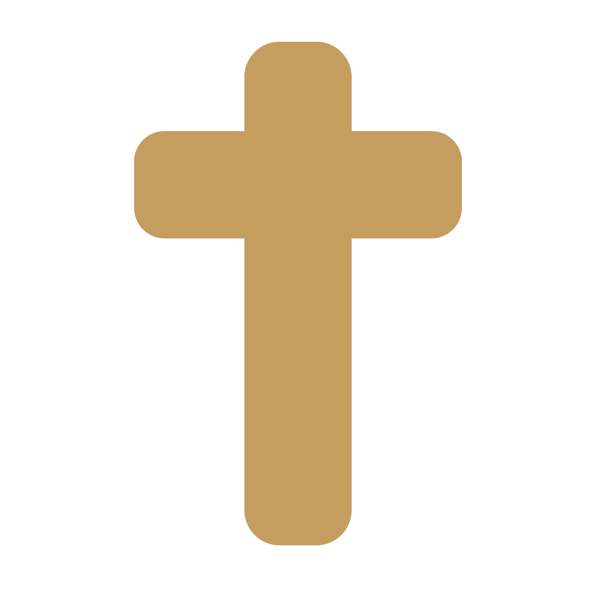 A gold-colored plus sign or cross symbol against a black background.