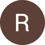 Brown circle with the letter R in white inside