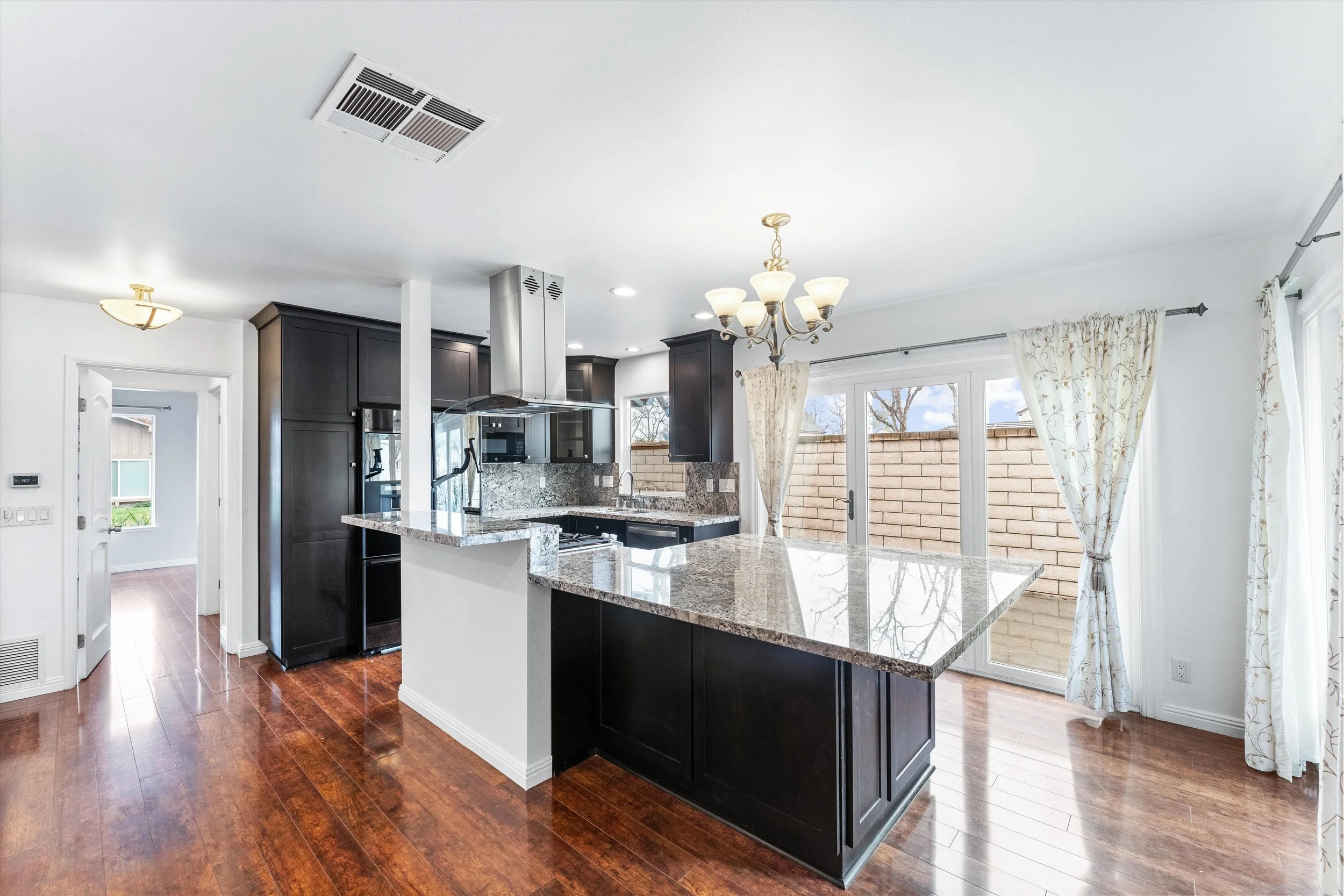 Updated kitchen and adjoining living area in an Orange County home