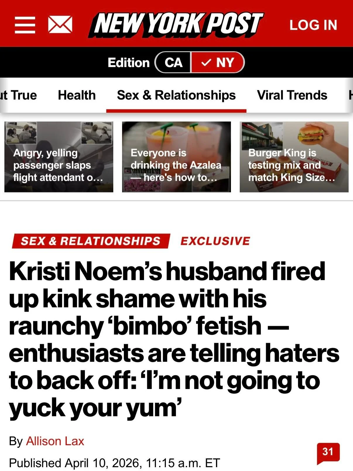 I was quoted in @nypost 🫰

The lovely @allisonlax97 thoughtfully explored how k!nk enthusiasts and experts felt about the public k!nk shaming of bimbofication 💜 ofc&hellip; I had thoughts 😉

As long as what you&rsquo;re doing is legal AND consensu