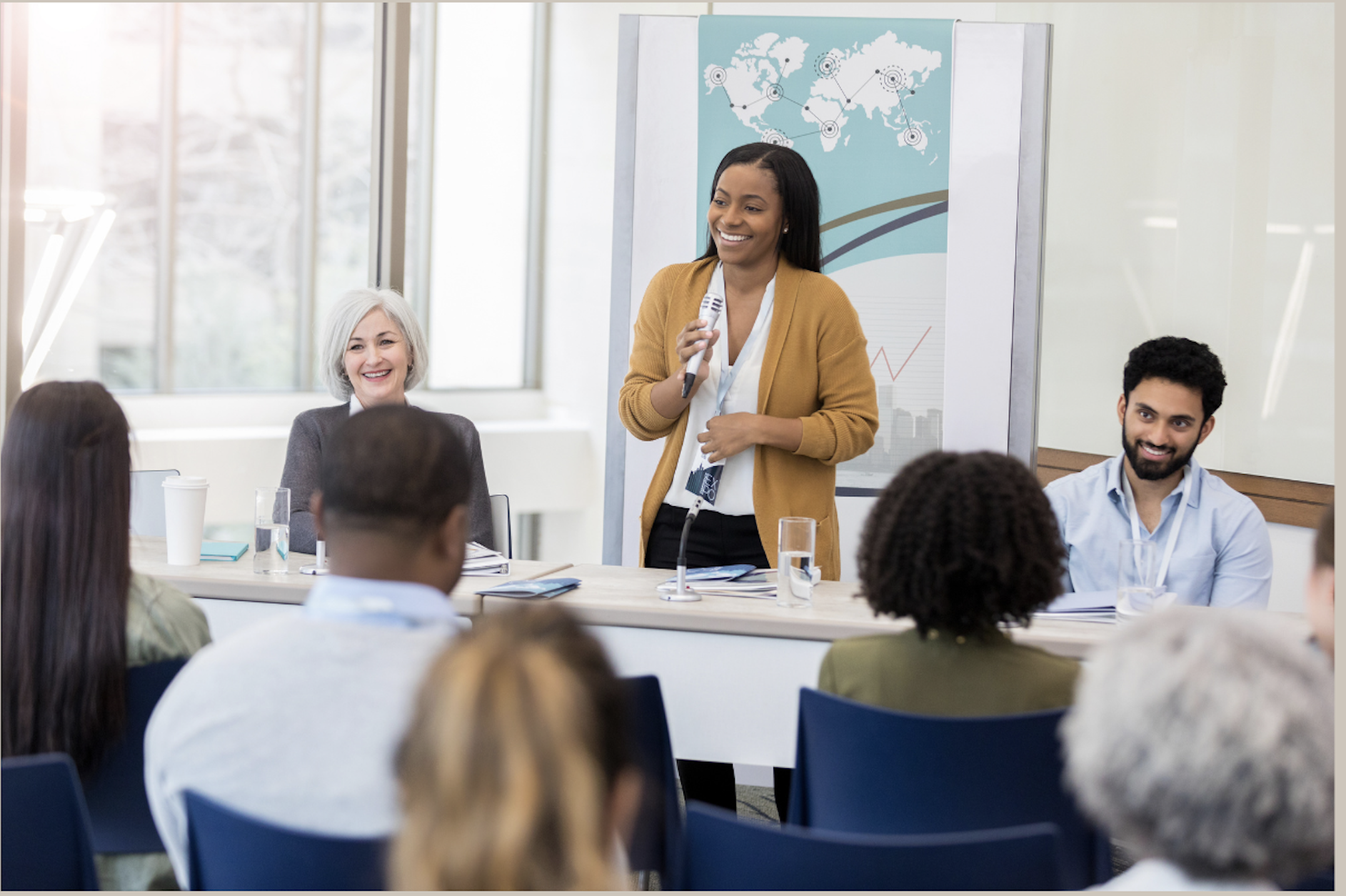 Training/presentation image - Facilitator leading a training or planning session with a professional audience.