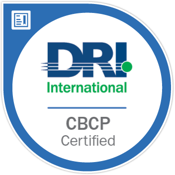 DRI International certification badge with CBCP designation.