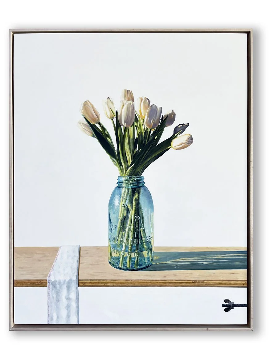 "Kitchen Tulips" - Oil on panel 32x24 inches 2021 - Private collection