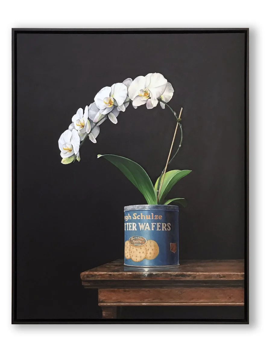 "Orchids & Wafers" - Oil on panel 32x24 inches 2011 - Private collection
