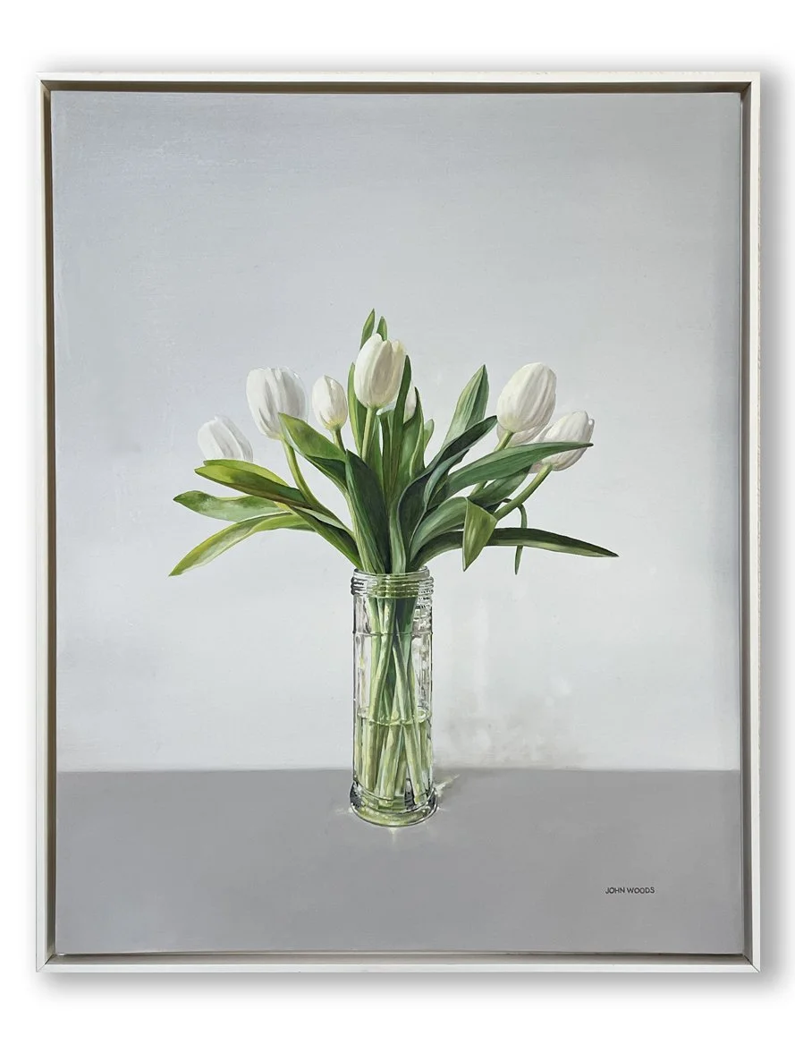 "White Tulips" - Oil on panel  30x24 inches 2015 - Collection of the artist
