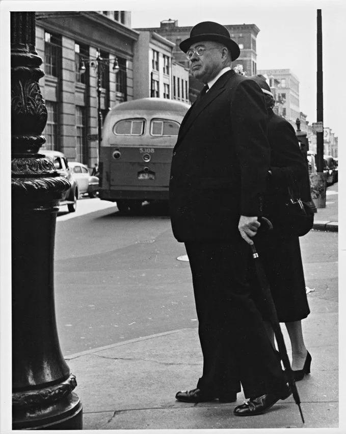 Man Wearing Bowler-Downtown Brooklyn c1951.jpg
