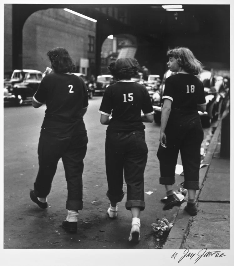 Three Girls Crossing Street-Livonia Ave-Brooklyn 1950.jpg