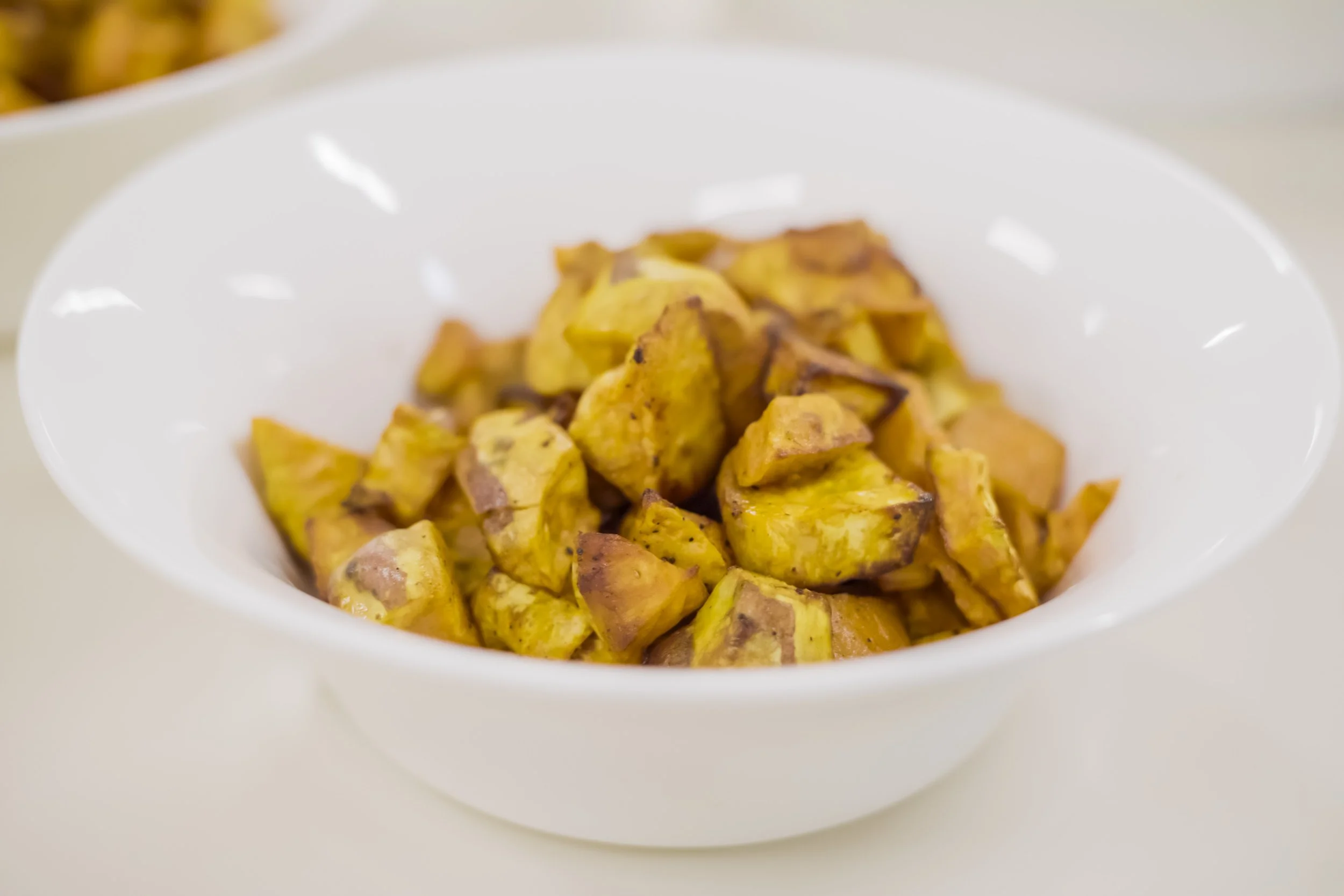 Bowl of roasted sweet potatoes