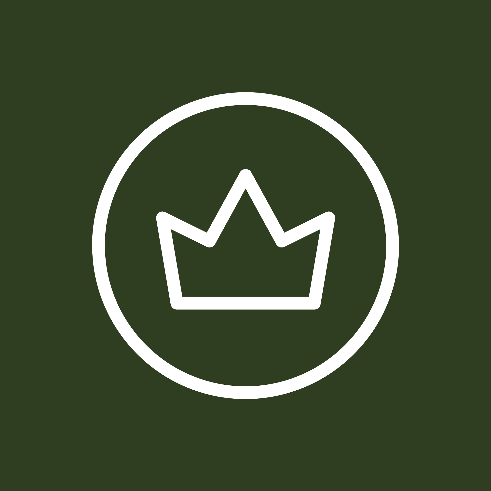 Stylized logo with a dark green background, featuring a white circular emblem with a star and mountain design inside.