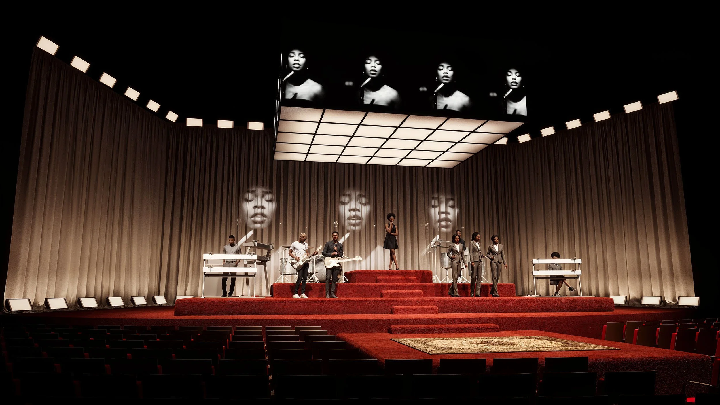 Lauryn Hill stage design by Light and Dark  // 3d visualisation