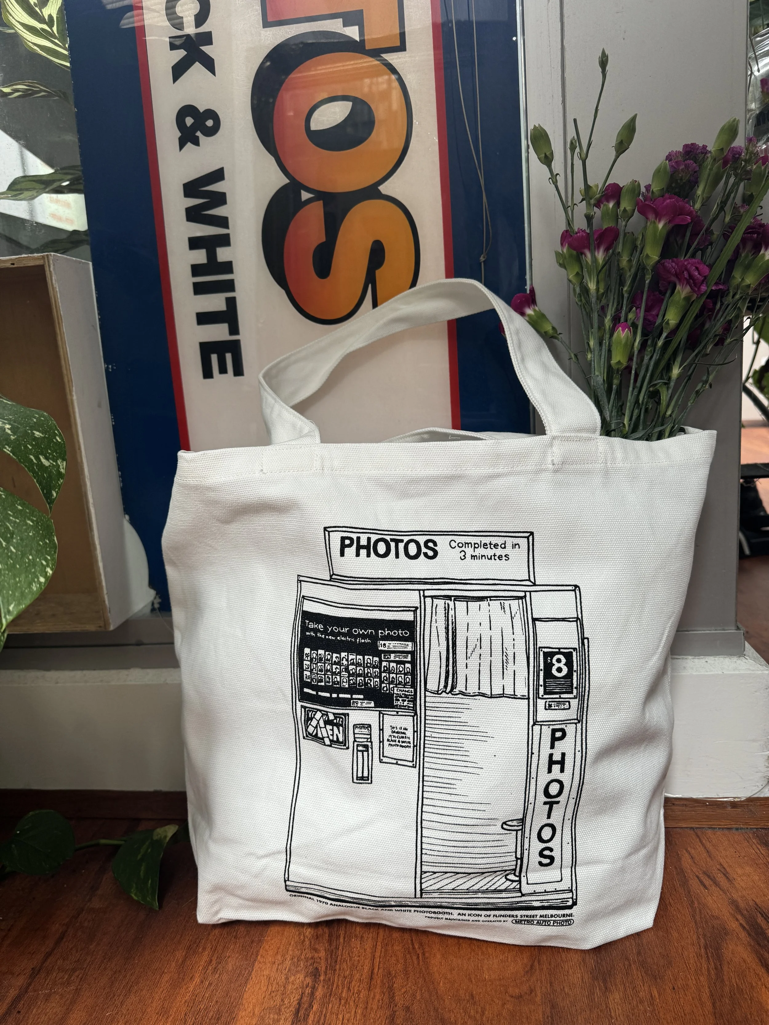 Flinders St Photobooth Tote Bag - White