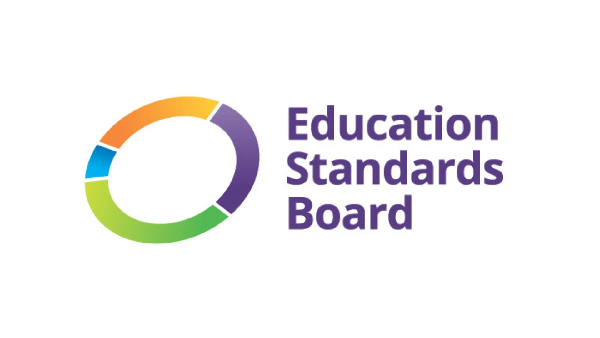 Logo of the Education Standards Board with a colorful circular design and purple text.