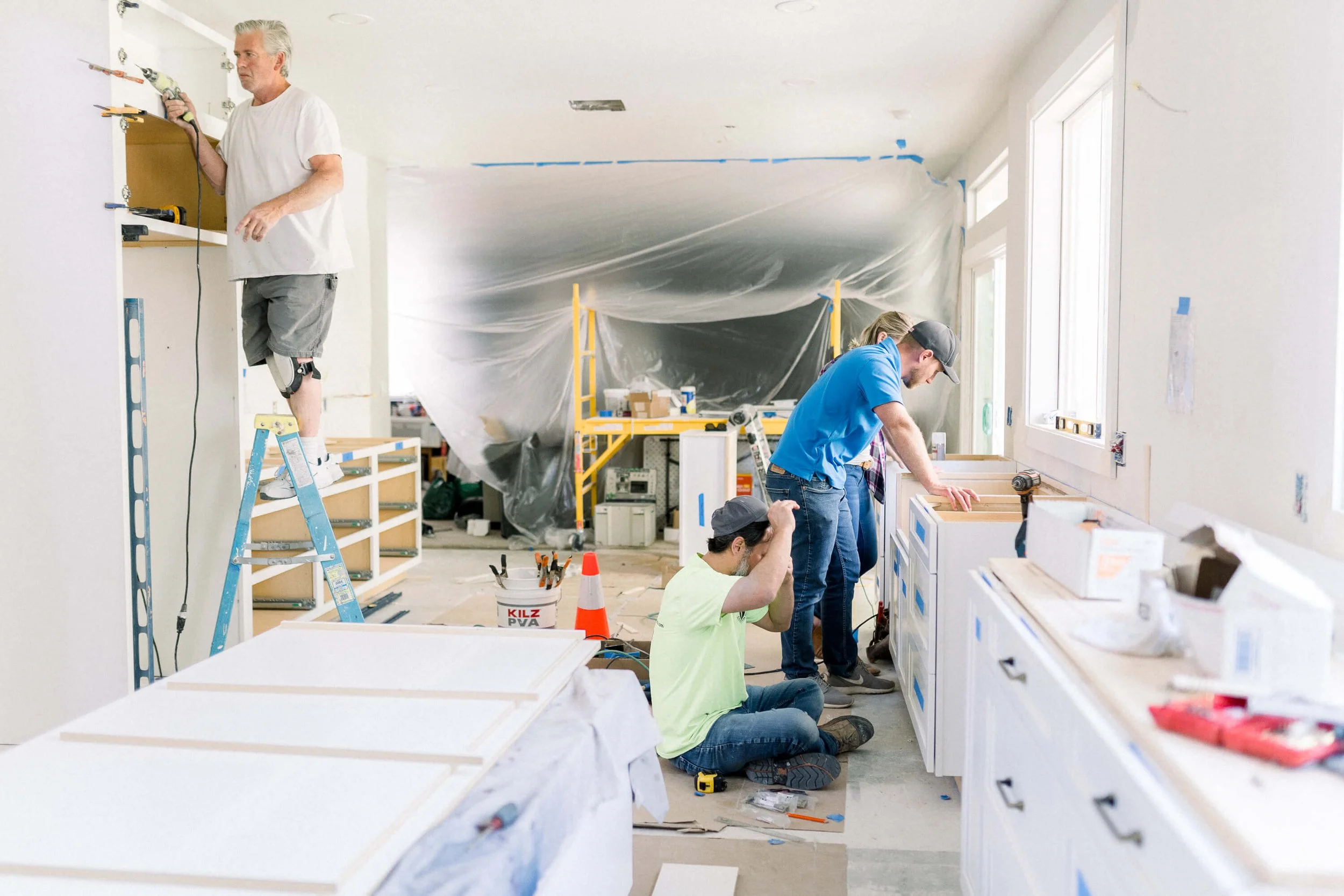 A home in the process of getting new cabinetry installed in the kitchen