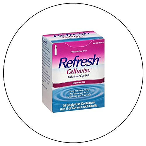 A box of Refresh Celluvisc lubricating eye gel with 30 single-use containers.