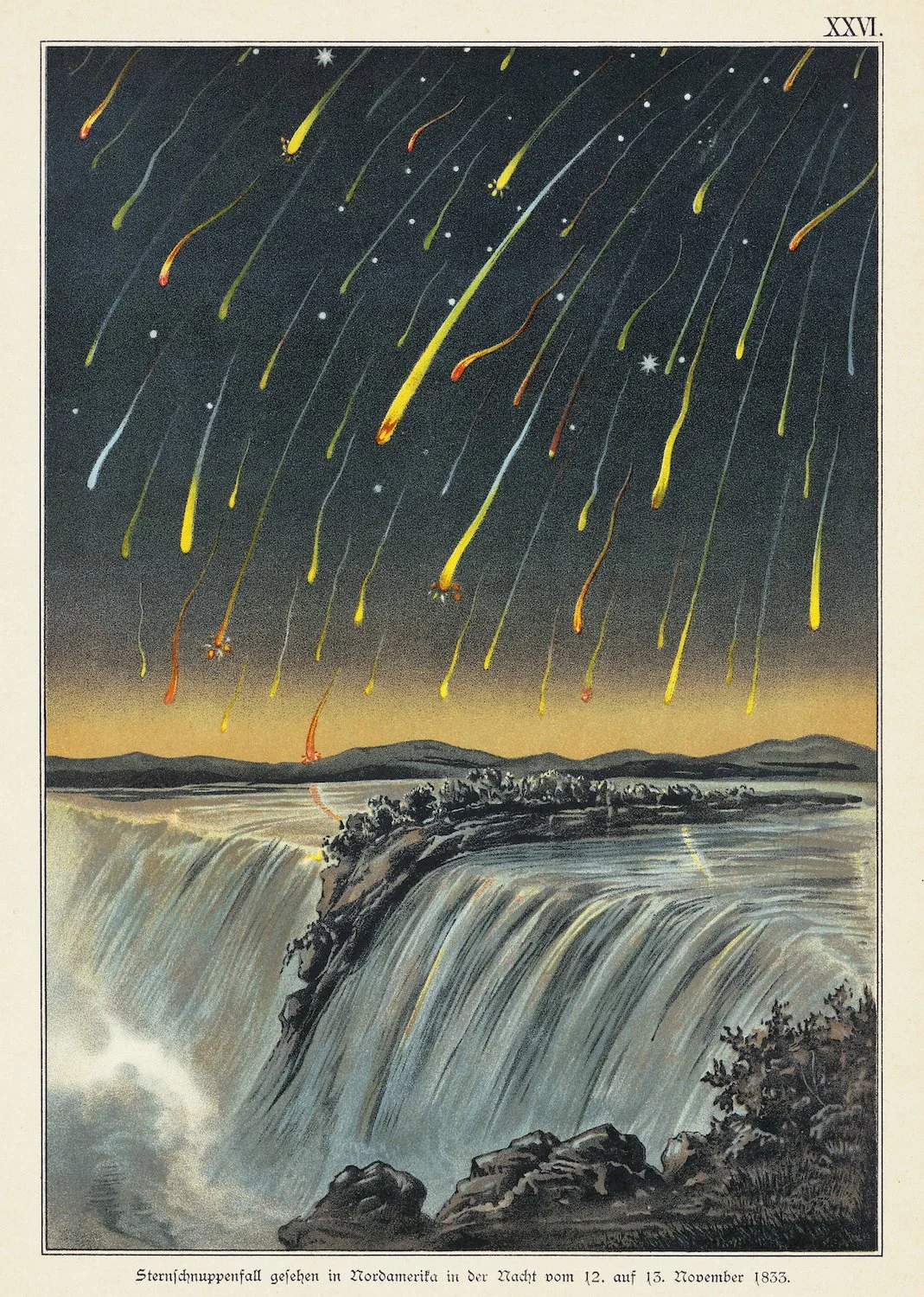 Leonid Meteor Shower over Niagara Falls - 1892