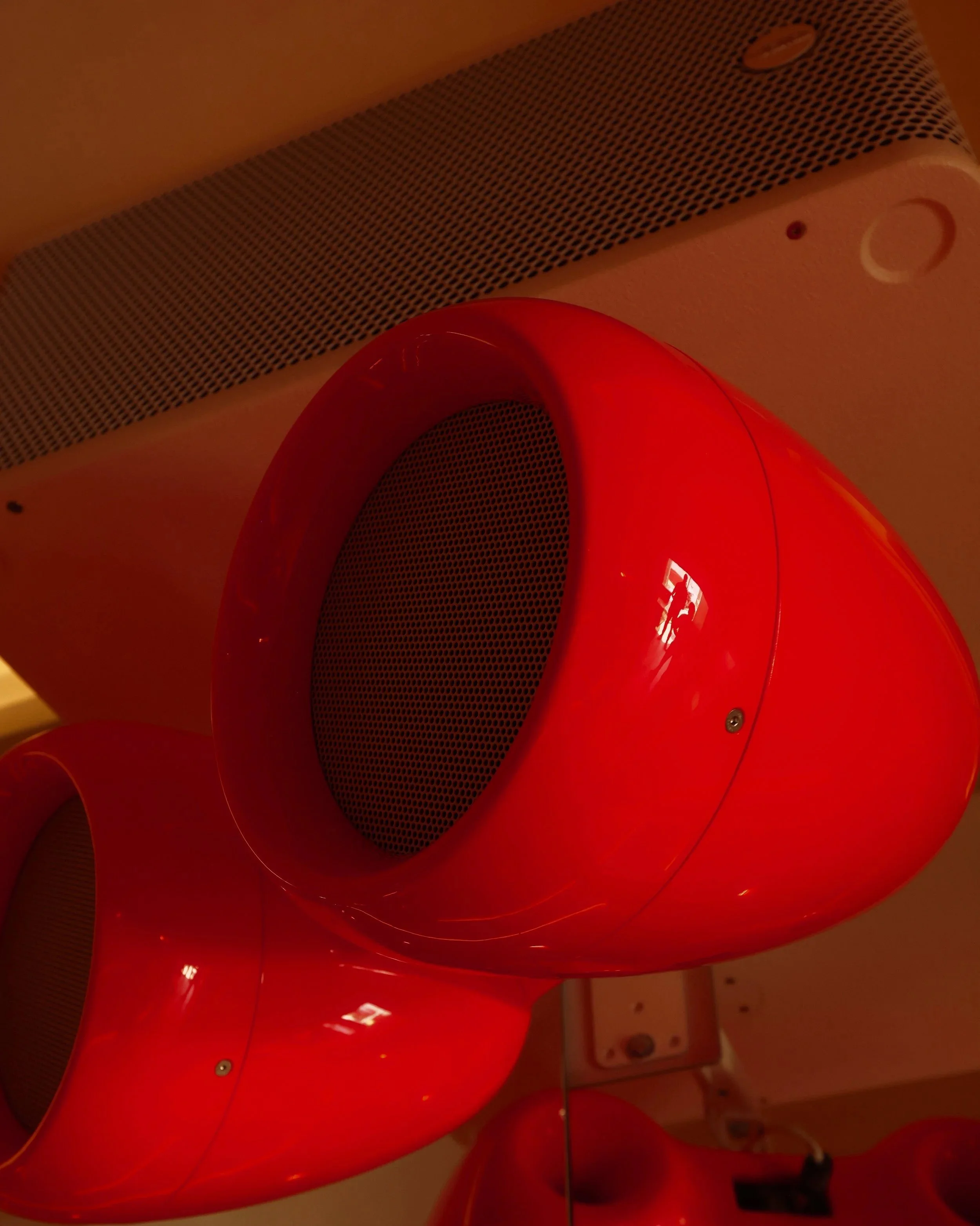Close-up of VOID Acoustics custom speaker & subwoofer.