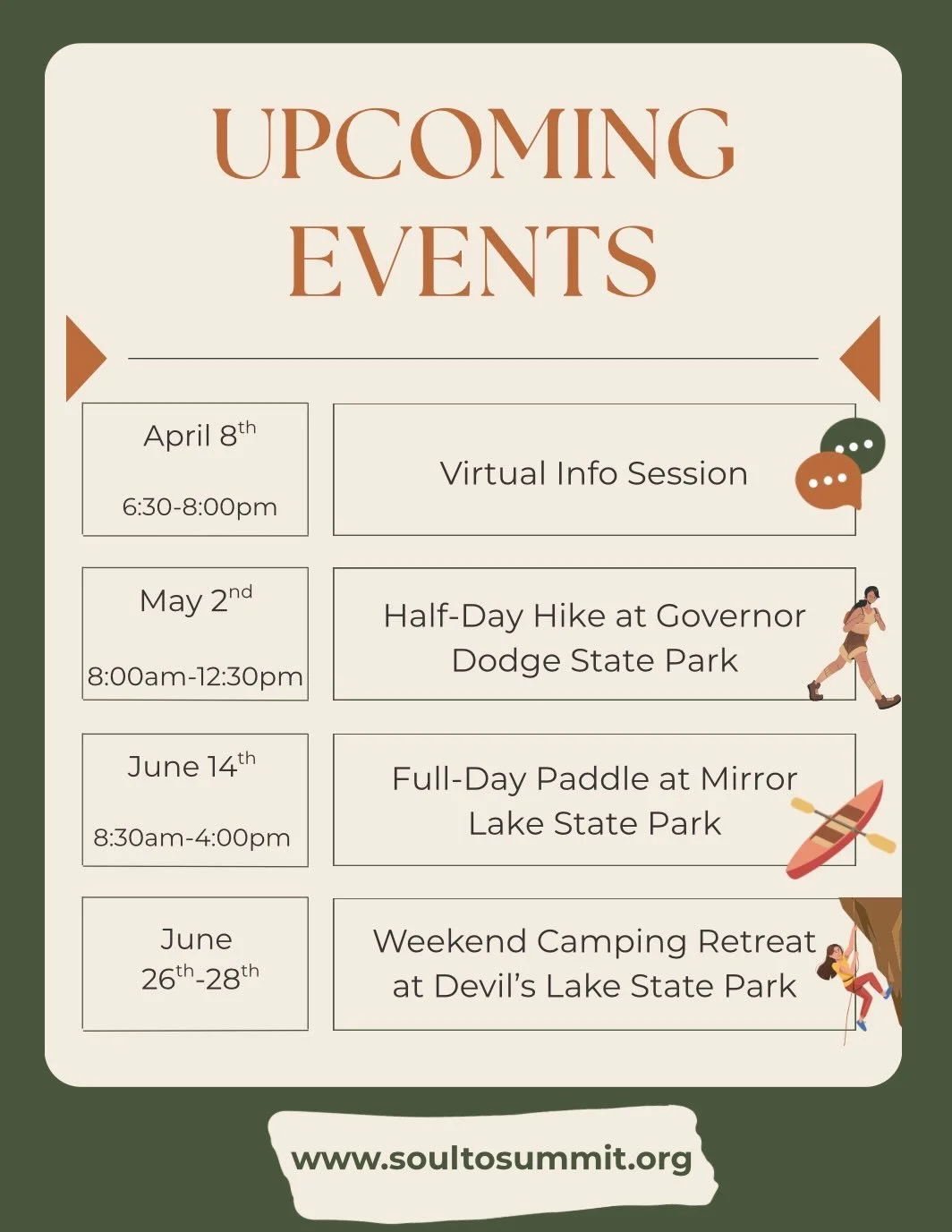 Soul to Summit&rsquo;s first adventures are officially open! For women+, led by two women mental health professionals. 

If you&rsquo;re seeking nature-based healing, real connection in community, a little challenge and a lot of intention &mdash; joi