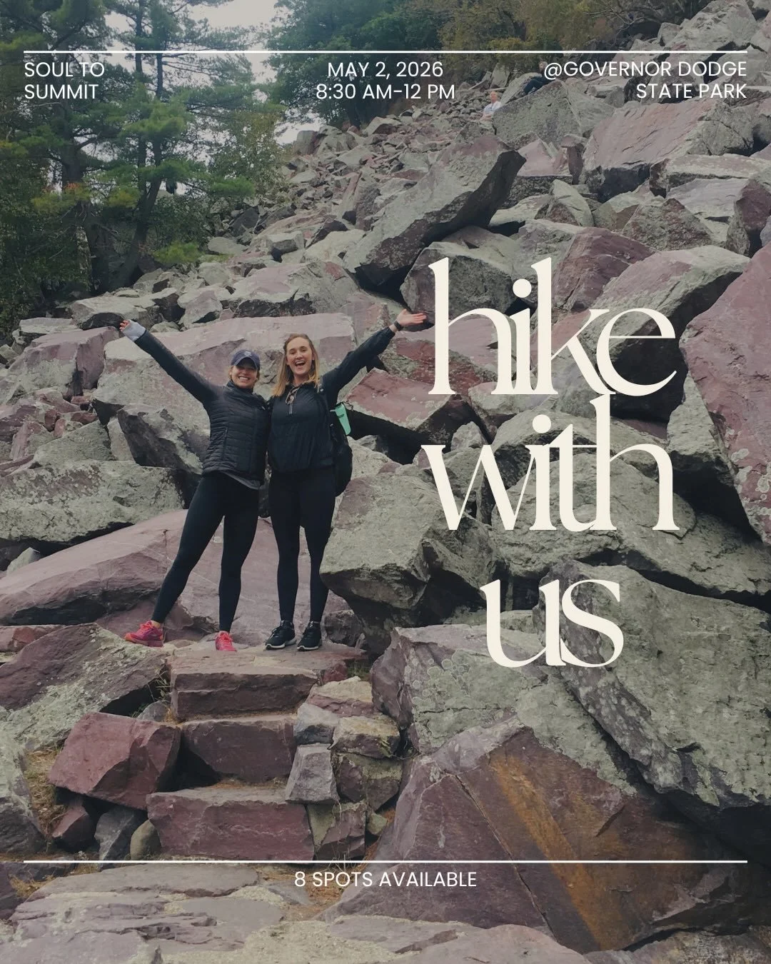 Connection. Clarity. Self-reflection.

Nature has a way of bringing us back to ourselves&mdash;
and you don&rsquo;t have to do it alone.

Join us for a guided hike where movement, mindfulness, and community come together.

📍 Governor Dodge State Par