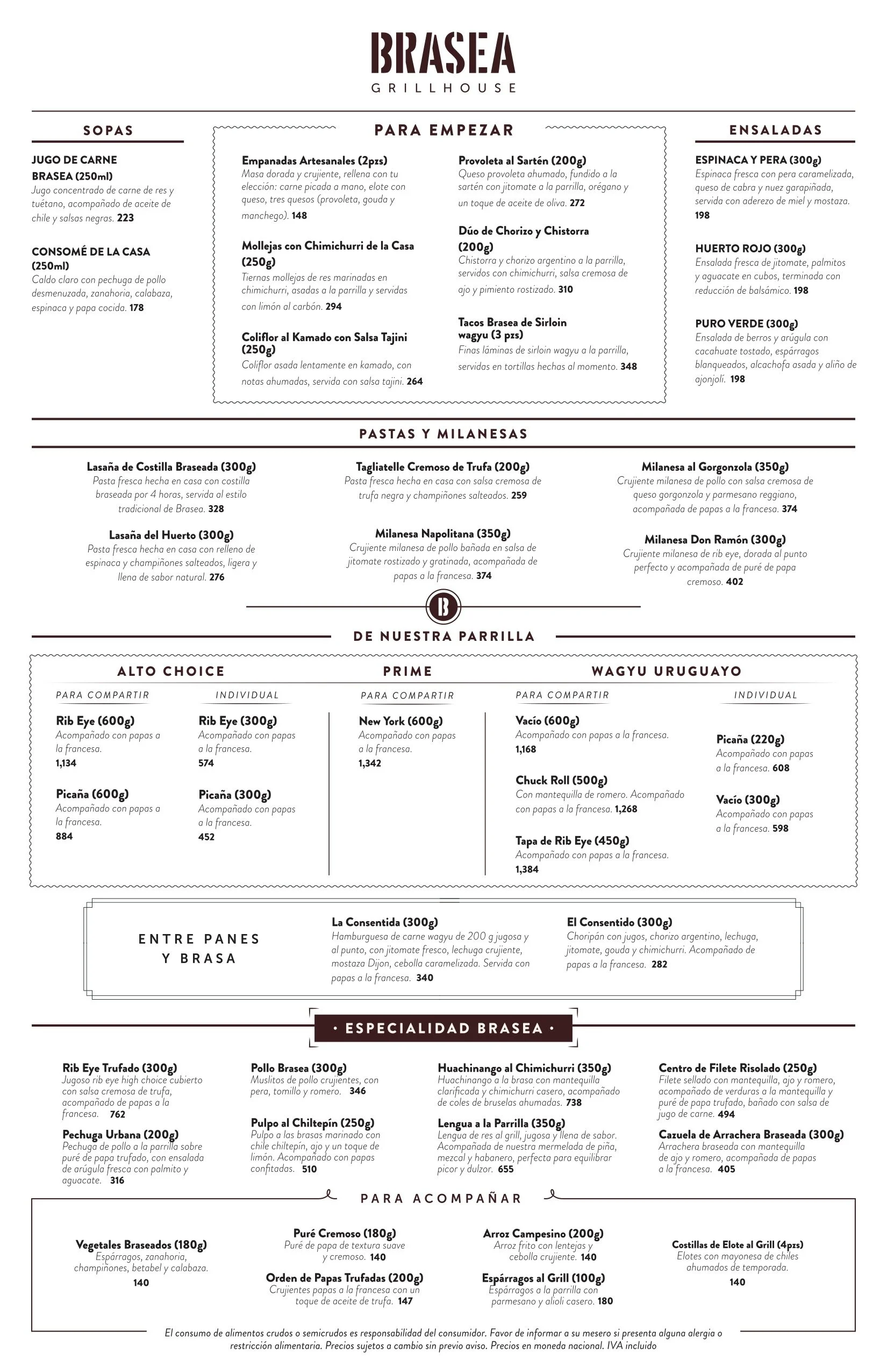 Brasea_Menú_Comida