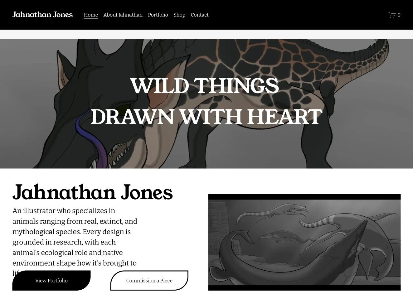 Jahnathan Jones artist portfolio website designed by ViCoRea