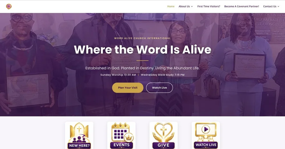Word Alive Church International website homepage, Where the Word Is Alive, designed by ViCoRea.