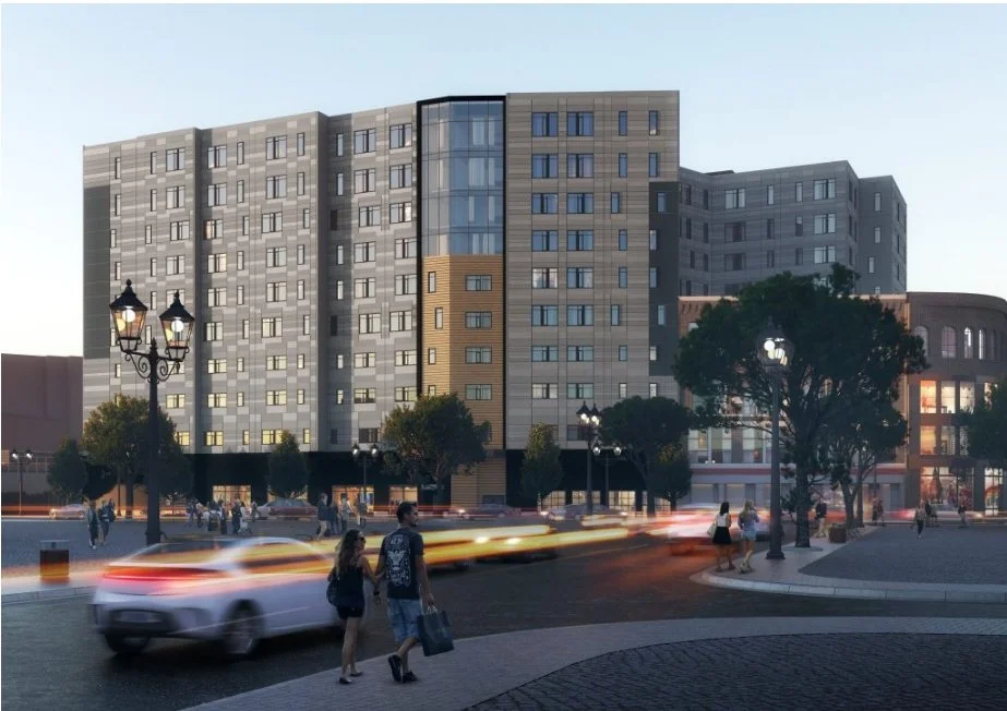 Modern apartment building with several floors