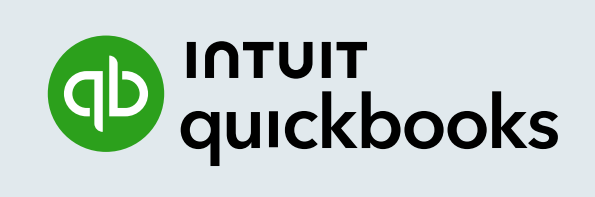 QuickBooks logo with green circle and white initials, and text 'INTUIT quickbooks' next to it.