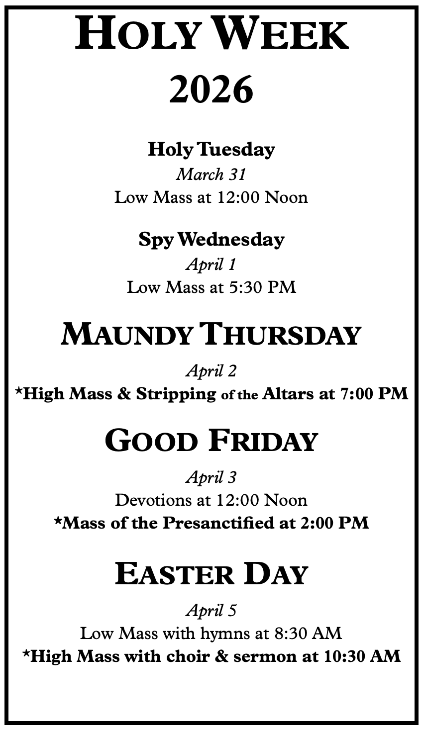 Holy Week 2026