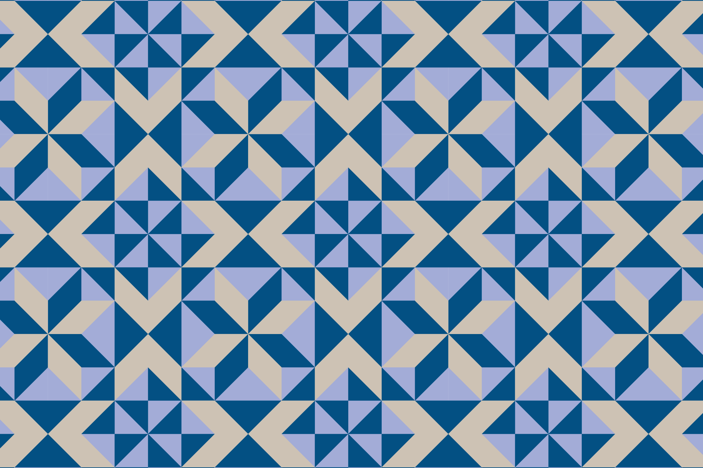 Geometric pattern with blue, beige, and light blue shapes forming star and diamond motifs.
