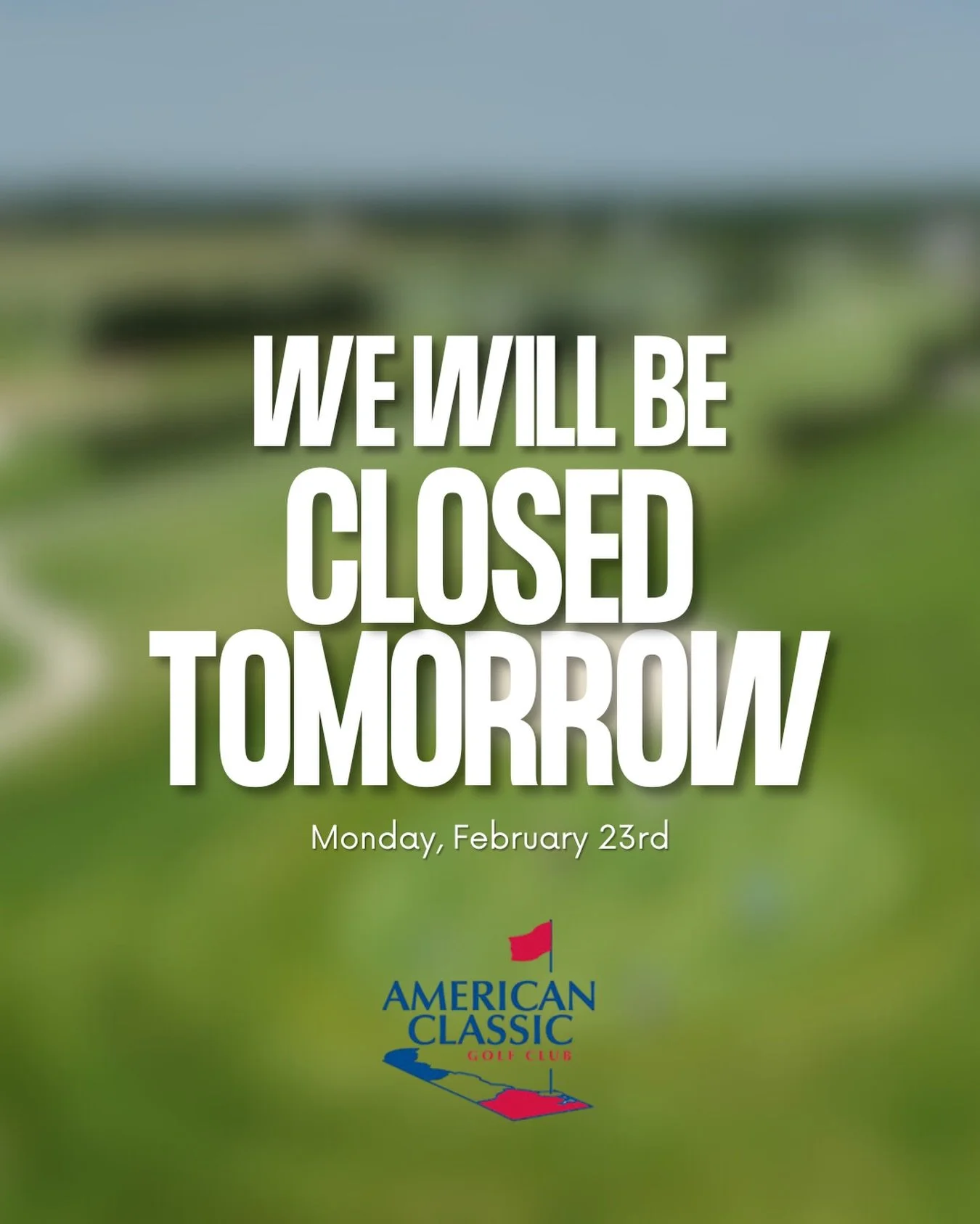 We will be closed tomorrow, February 23rd due to the snow storm&hellip; stay safe everyone! ❄️⛳️