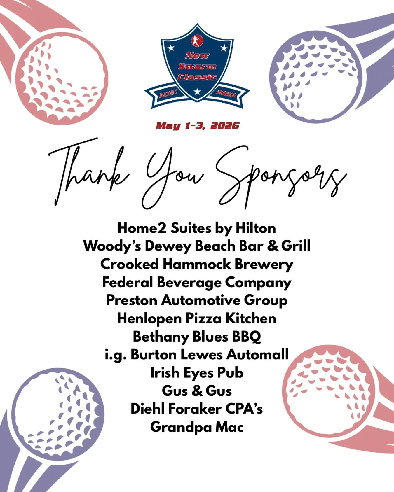 With the 2026 New Swarm Classic kicking off tomorrow, we wanted to take some time today to thank our amazing sponsors! 🙌

Thank you to each of these awesome local businesses for supporting this national event right here in Lewes for the 5th straight