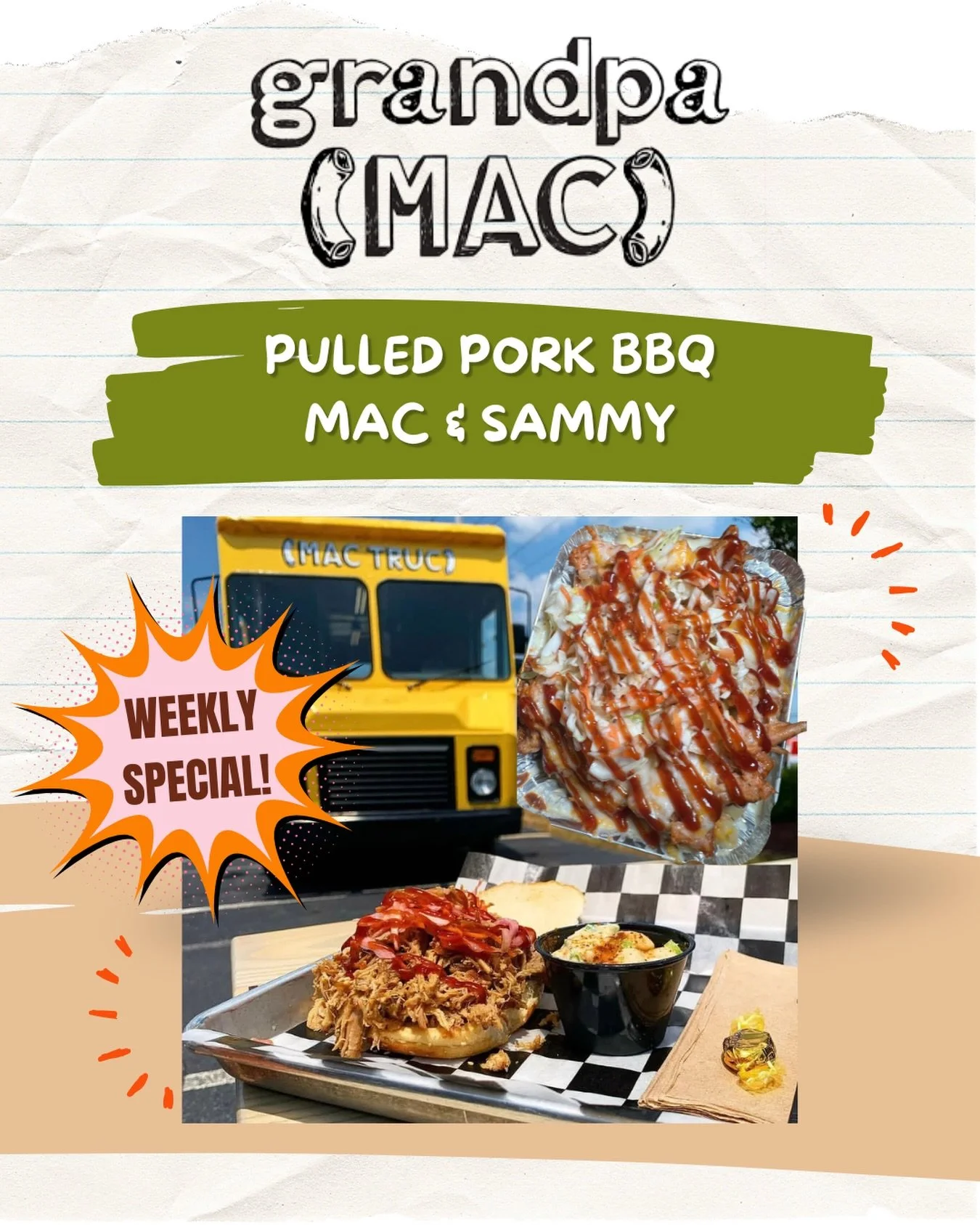Slow-smoked, saucy, and savory. 🤤

We&rsquo;re keeping things classic this week with our Pulled Pork BBQ special. Grab the sandwich for that perfect crunch, or dive into a bowl of BBQ Mac for the ultimate comfort meal.

Truck is open and the grill i