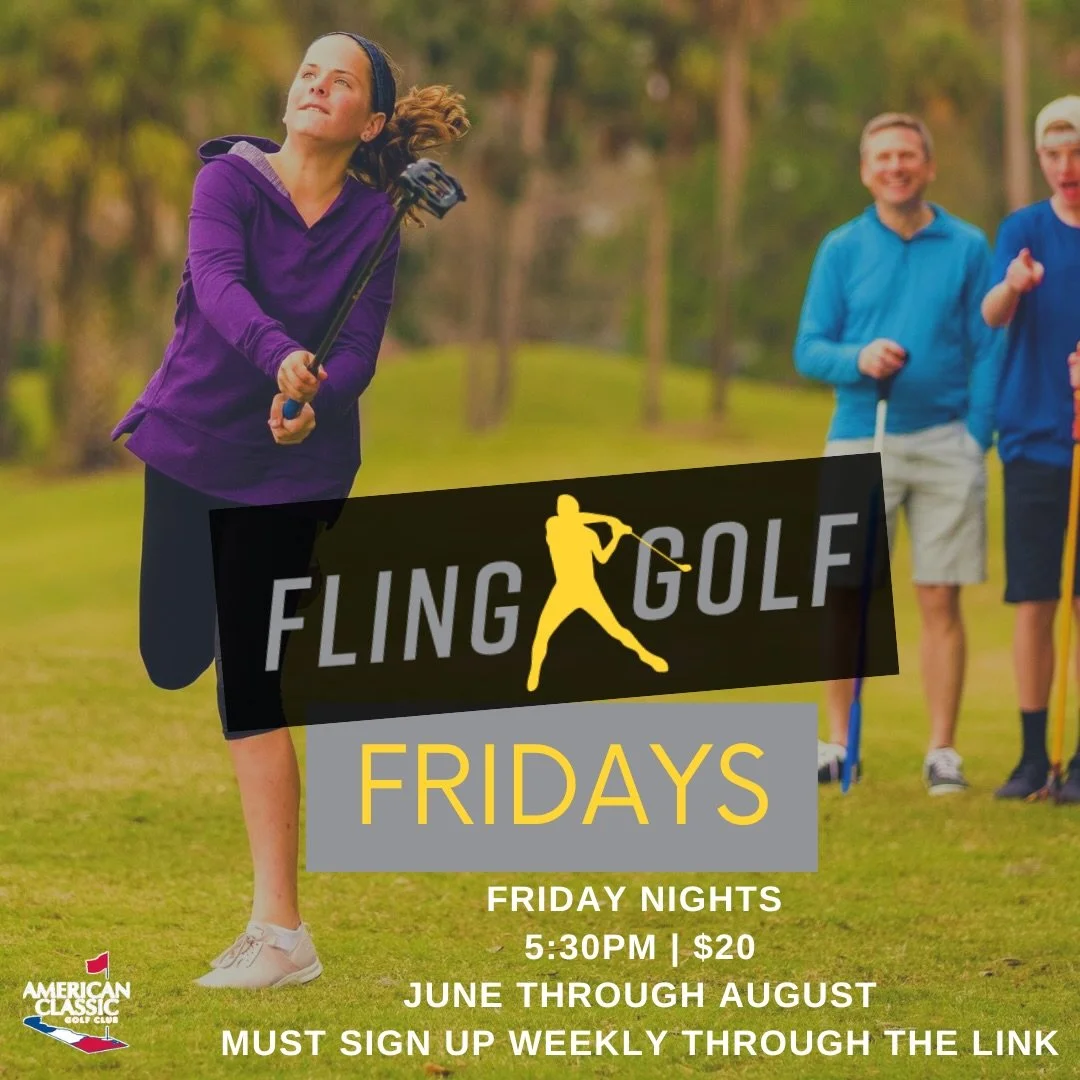 FlingGolf Friday is BACK 🙌

Sign up for this week&rsquo;s FlingGolf Friday now through the link in our bio! No weekly commitment necessary, but you do need to sign you and your friends up through the link each week that you are planning on attending