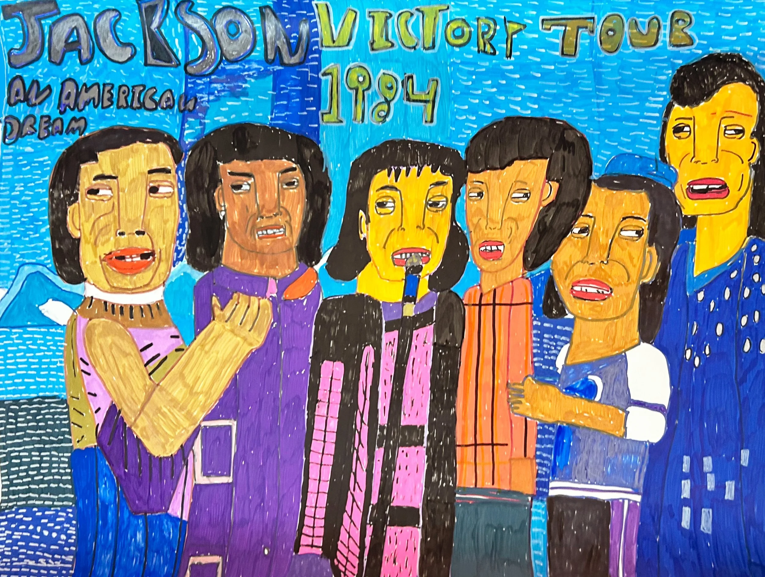 Eric Stewart, Jackson Five an American Dream Series 3, 2026. Acrylic on paper.