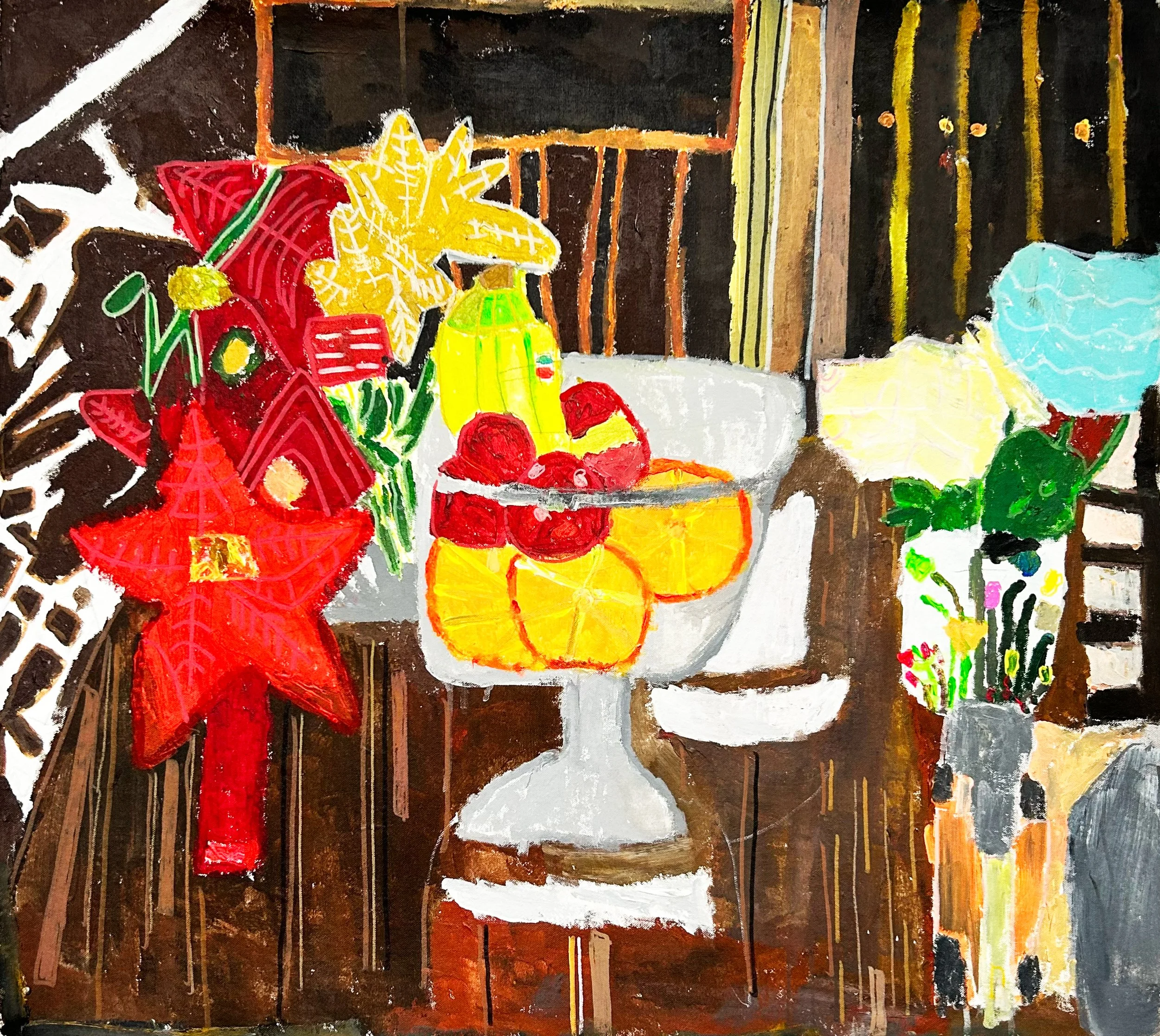 Eric Stewart, Still Life on the Kitchen Table, 2025. Acrylic on canva.