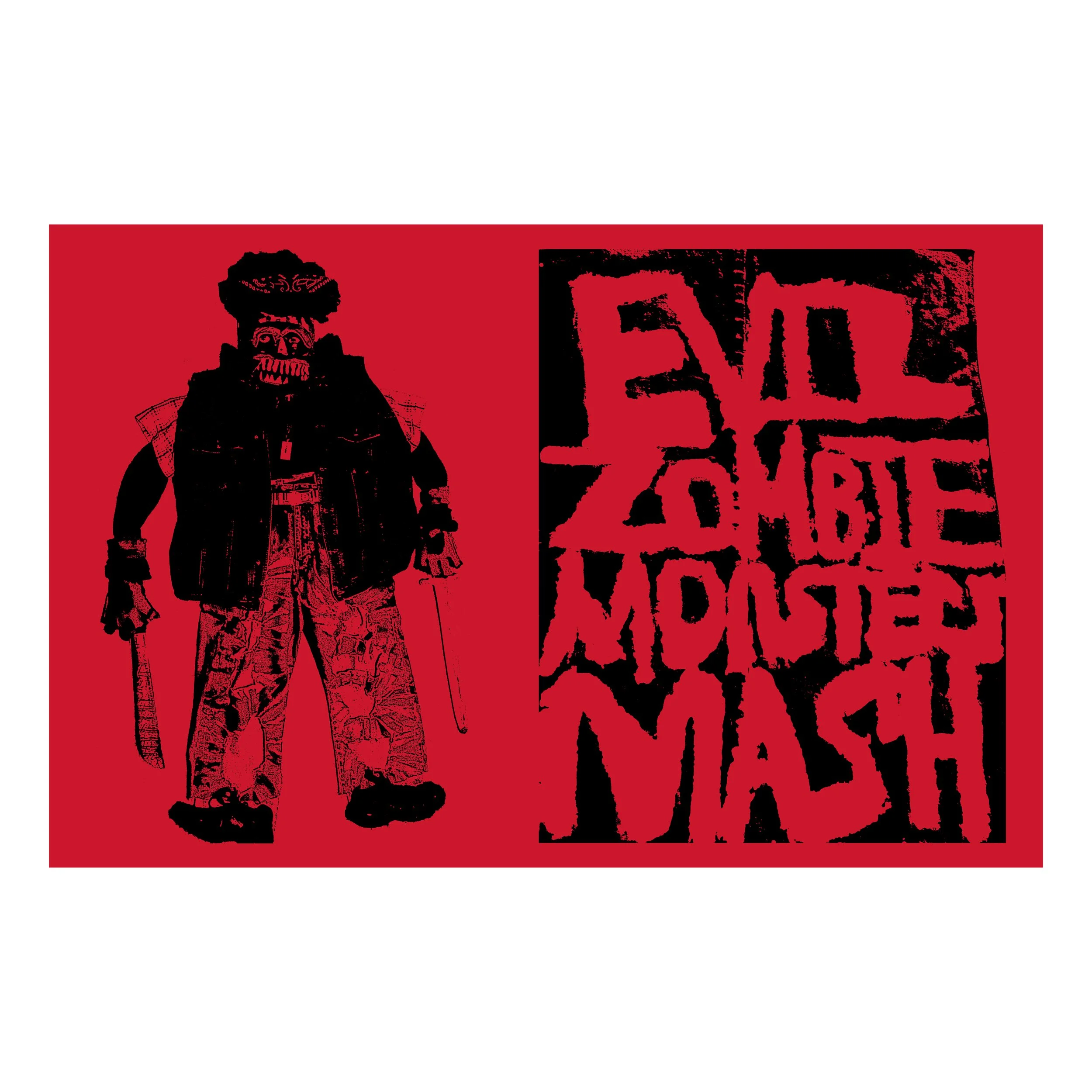 Risograph printed poster, Evil Zombie Monster Mash, David Schmuckler