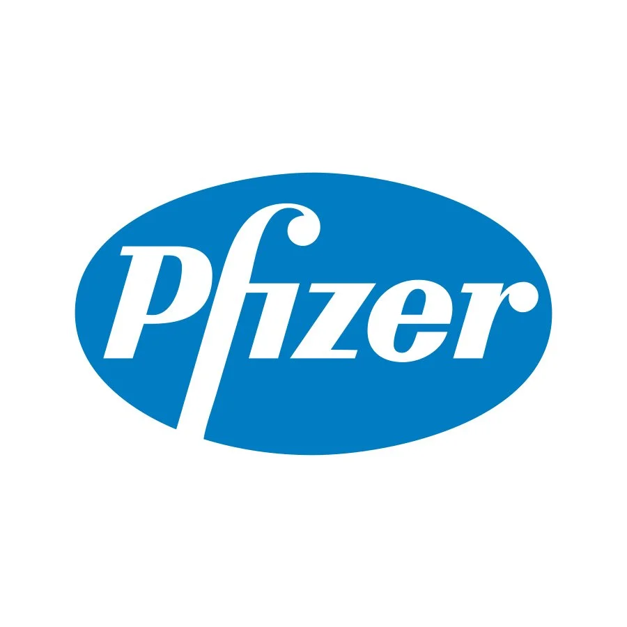 Pfizer logo in blue and white