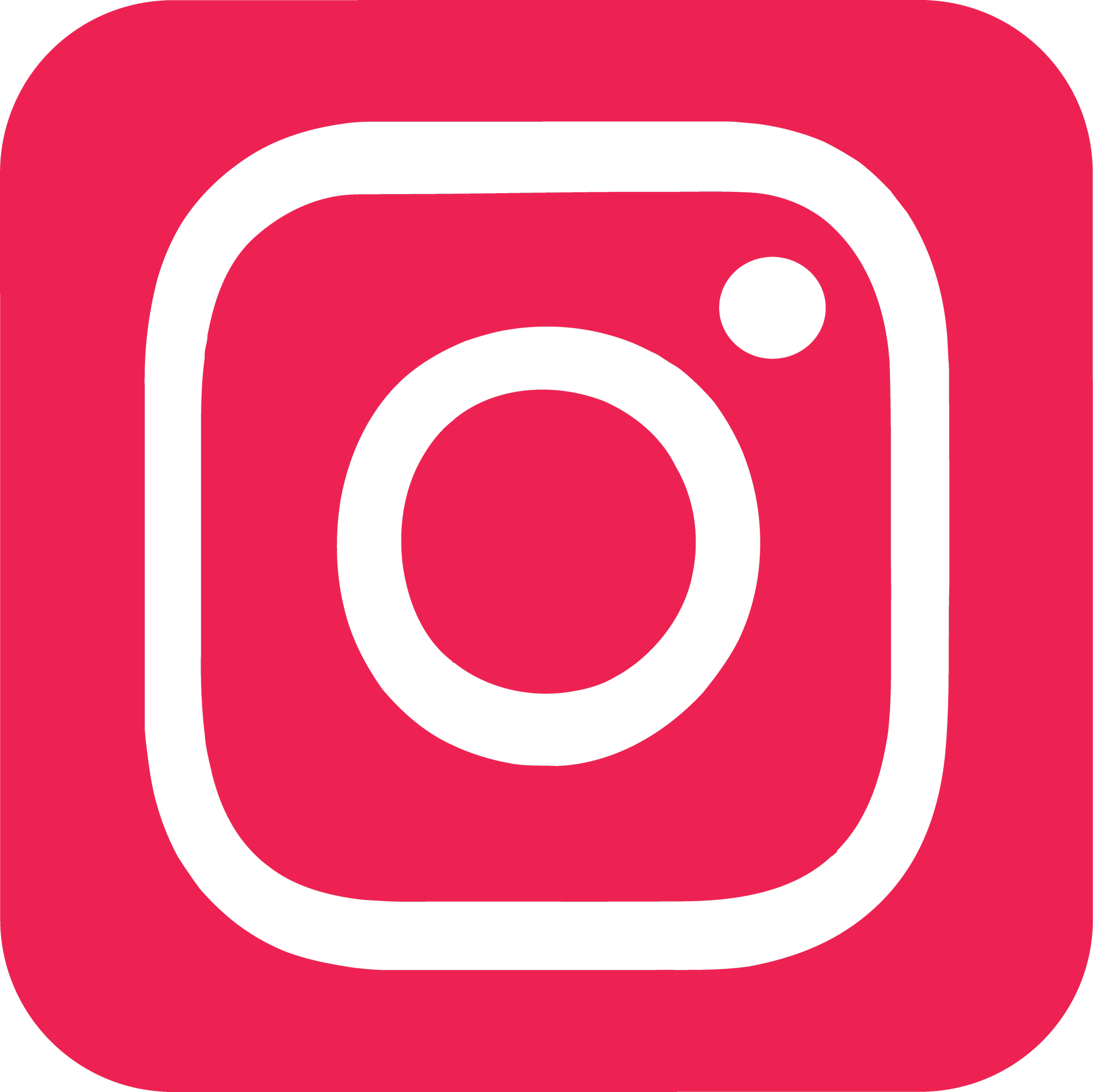 Black outline of the Instagram logo on a pink background.