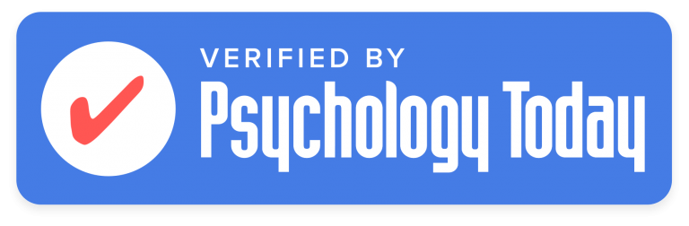 Verified by Psychology Today badge with check mark in white circle on blue background.