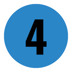 Blue circle with the number four in black in the center.