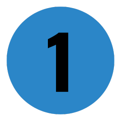 Blue circle with the number one in black inside