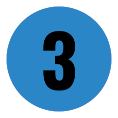 Blue circular sign with the number 3 in black