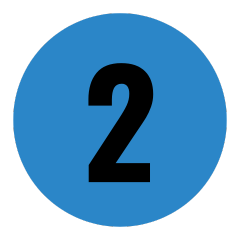 Blue circular sign with the number two in black.