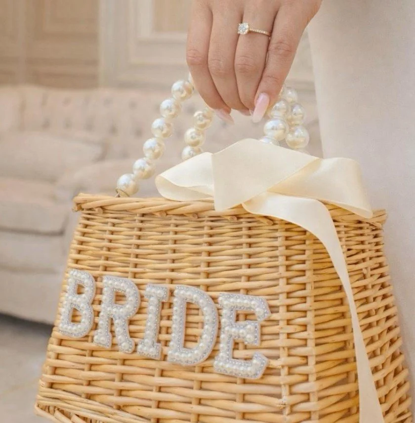 Bridal Wicker Tote Bag